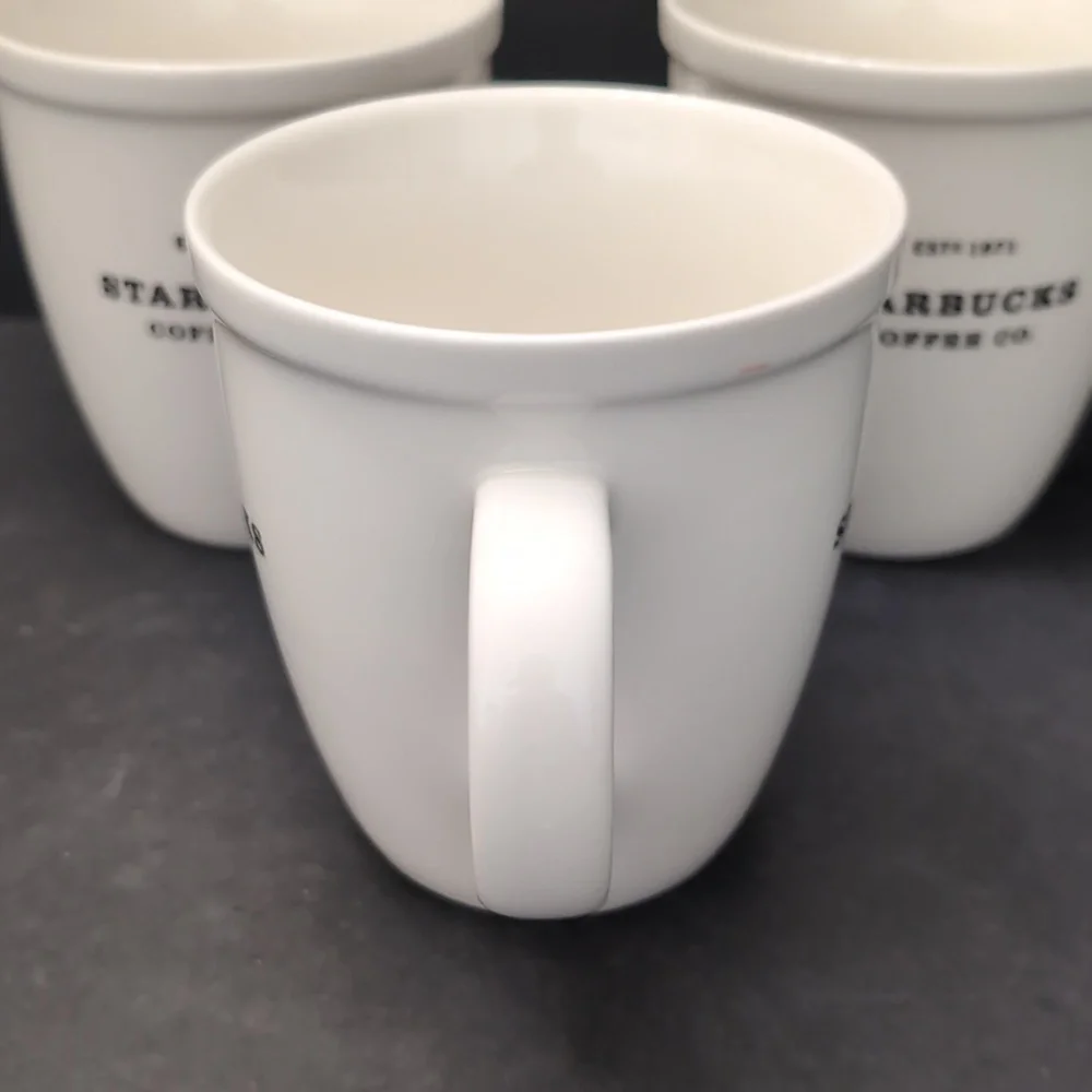 Starbucks 2009 New Bone China Set Of 3 Large White Coffee Mugs. - Picture 3 of 9